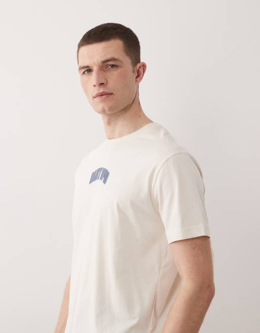 GANT Central varsity chest logo t-shirt in Cream, 4 of 5