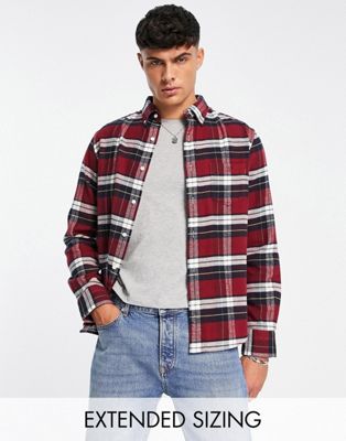 GANT check flannel regular fit shirt in dark red