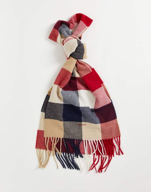 Tan black shop red scarf