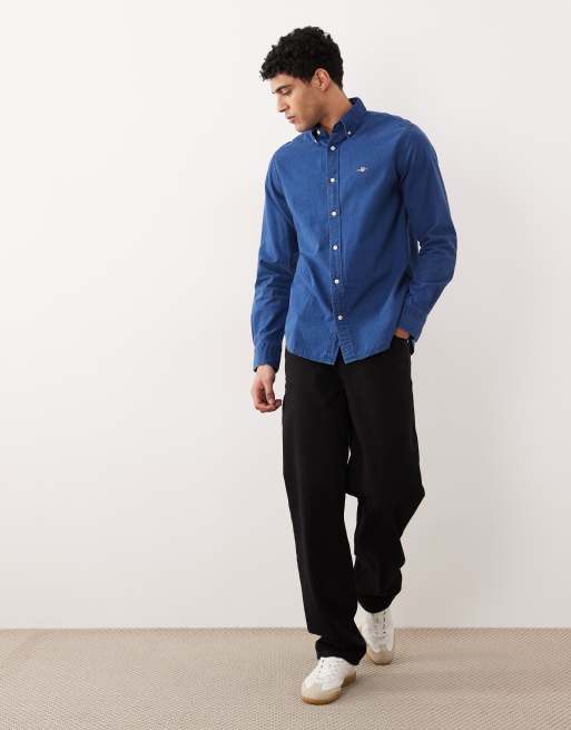 GANT - Chemise classique en crépon à logo écusson - Bleu marine indigo, 2 de 5