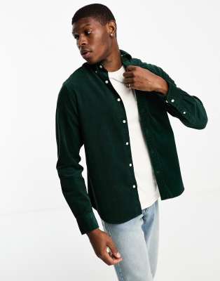 GANT icon logo regular fit cord shirt in dark green - ASOS Price Checker