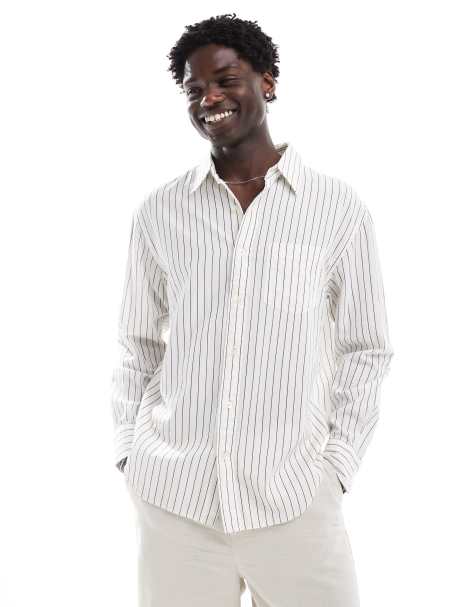 GANT - Chemise décontractée à rayures fines en crêpe - Blanc - view 1