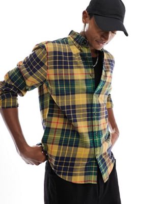 GANT sheild logo check flannel shirt in tan - ASOS Price Checker