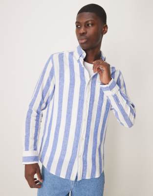 Chemise en lin et coton  rayures larges et cusson logo - moyen - Gant - Modalova