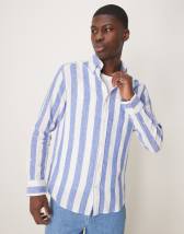 Chemise Homme GANT Rayée Rose & Blanc Taille L - Manches Longues - Occasion Très Bon état