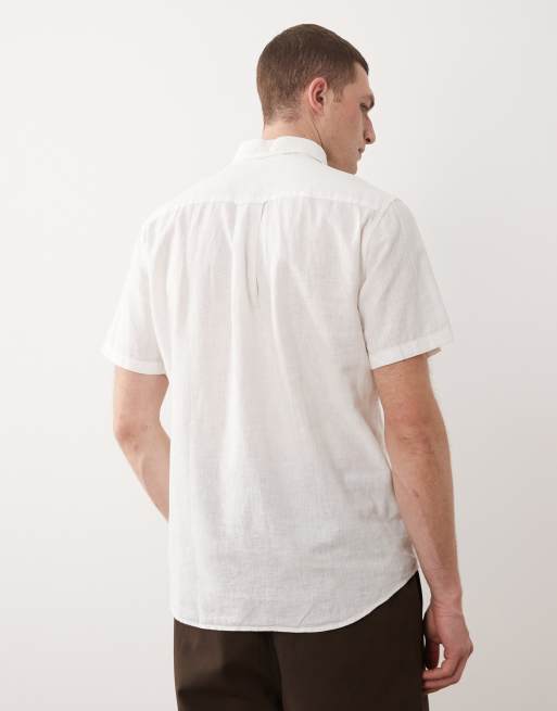 GANT - Chemise manches courtes à logo blason en coton et lin - Blanc, 3 de 5