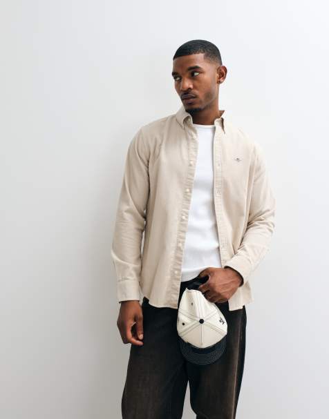 GANT chemise regular fit en velours côtelé beige - view 1