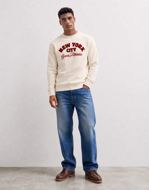 Gant chest graphic logo sweatshirt in cream, 8 of 10