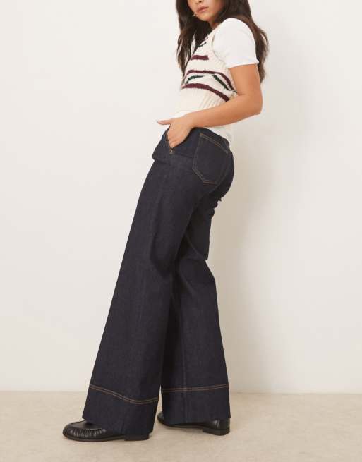 GANT – Ciemnoniebieskie jeansowe szerokie dzwony ze stretchem, 2 z 5