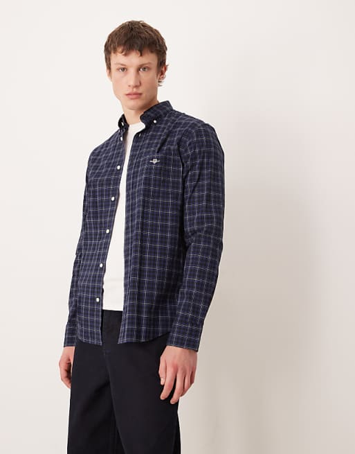 GANT Classic regular fit smart poplin checked shirt in Blue