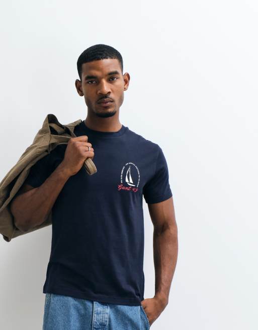 GANT coastal chest print t-shirt in navy, 4 of 10