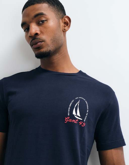 GANT coastal chest print t-shirt in navy, 5 of 10