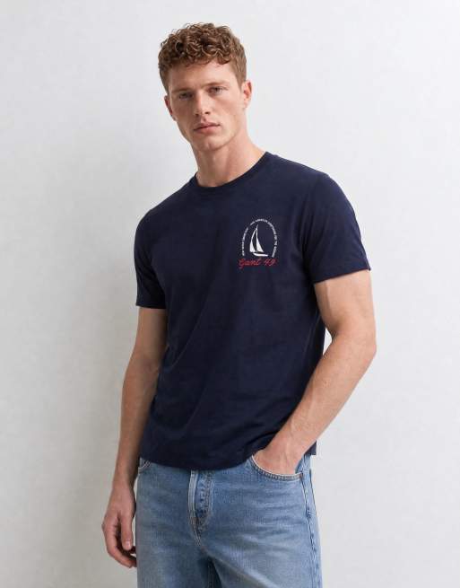 GANT coastal chest print t-shirt in navy, 9 of 10