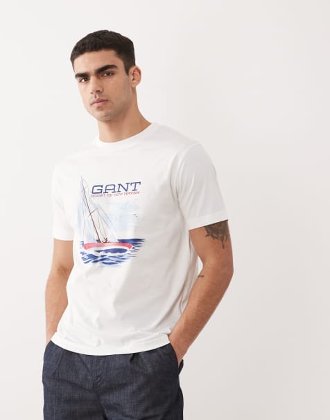 GANT coastal print t-shirt in white - view 1