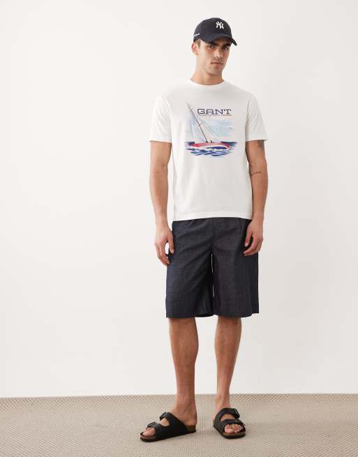 GANT coastal print t-shirt in white, 3 of 5