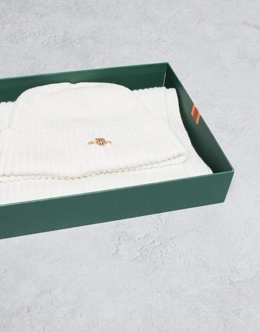 GANT - Coffret cadeau avec bonnet et écharpe en maille torsadée - Crème, 3 de 3