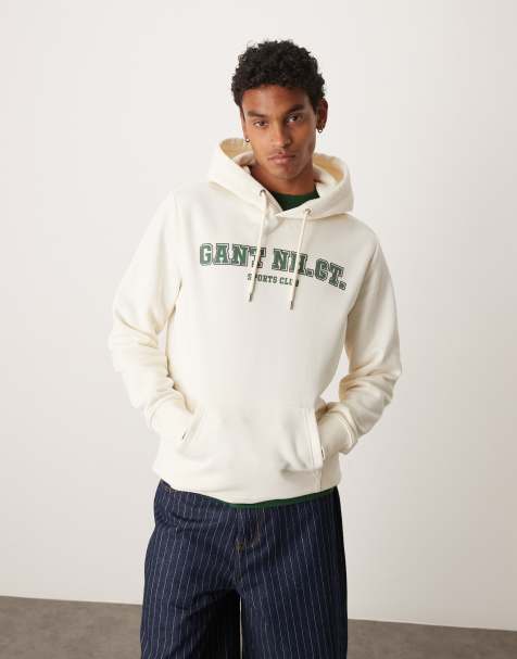 GANT collegiate logo hoodie in cream - view 1