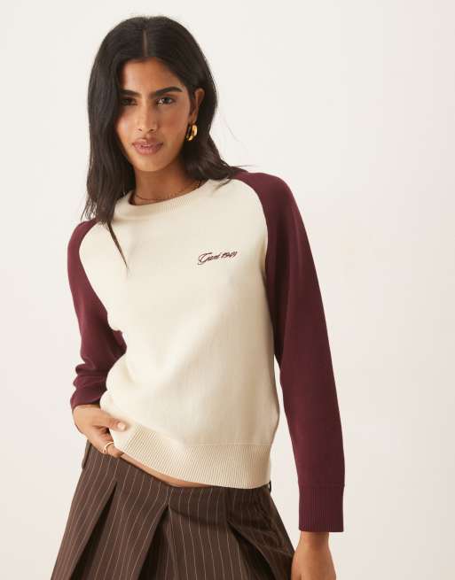 GANT color block knit sweater in plum