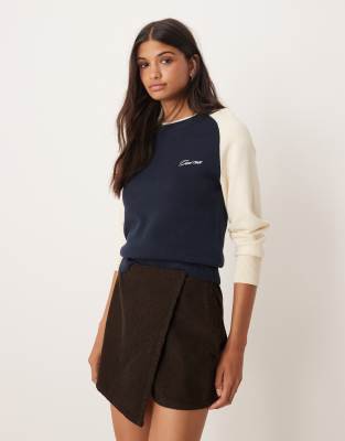 Gant GANT colour block cotton knit jumper in navy