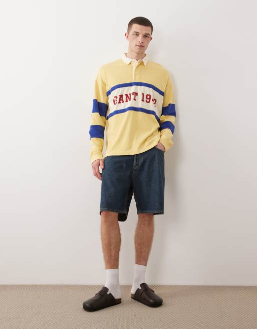GANT colour block heavyweight rugby polo in yellow, 2 of 5