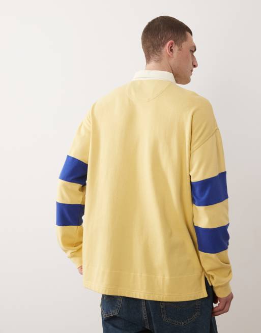GANT colour block heavyweight rugby polo in yellow, 3 of 5