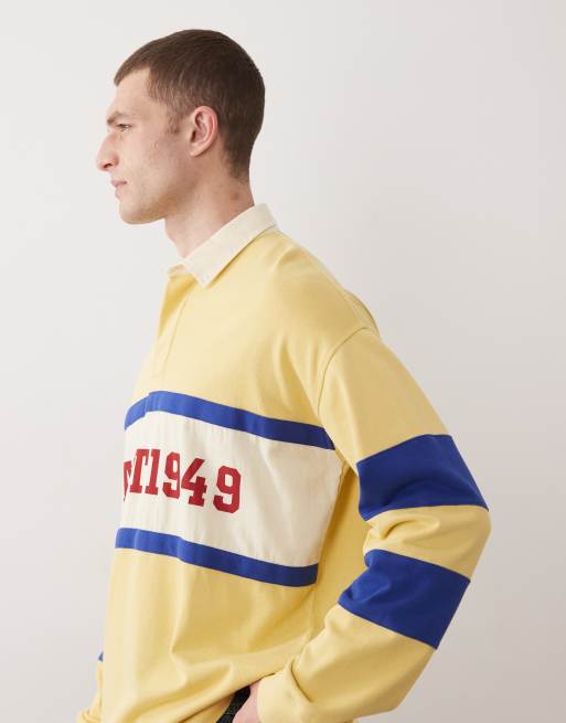 GANT colour block heavyweight rugby polo in yellow, 4 of 5