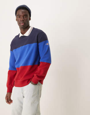 Gant GANT colour block logo sweatshirt in blue and red