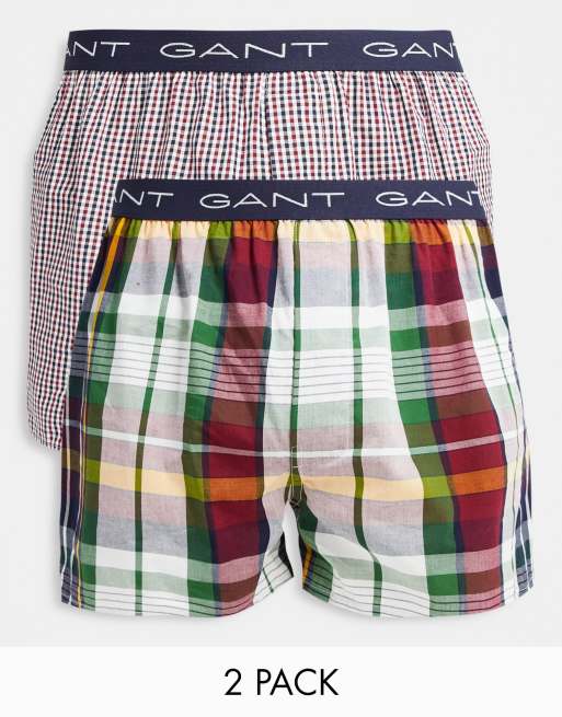 GANT - Confezione da 2 paia di boxer a quadri rossi