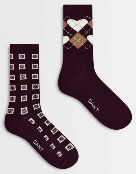 GANT confezione da 2 paia di calzini argyle con cuore rosso scuro - view 1