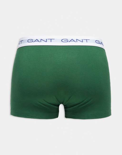 GANT - Confezione da 3 boxer aderenti con fascia in vita con logo verde, navy e rosso, 3 di 3