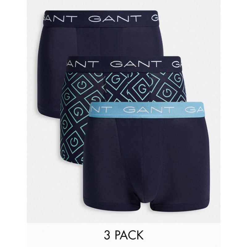  Designer GANT - Confezione da 3 paia di boxer aderenti blu navy e blu con logo