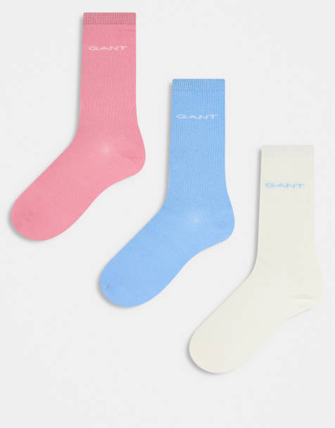 GANT - Confezione da 3 paia di calzini in cotone blu, bianchi e rosa con logo - view 1