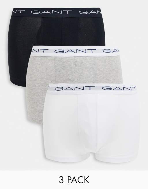 Gant - Confezione multipack da 3 boxer aderenti con logo in vita, colore bianco/nero/grigio, 1 di 4