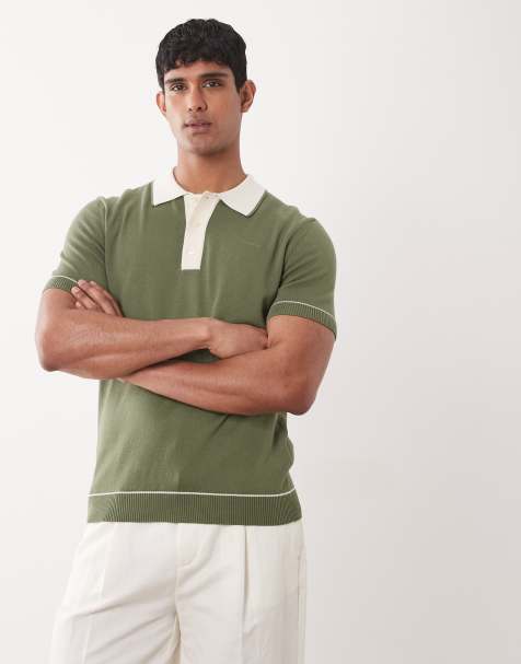 GANT contrast collar knitted polo in green - view 1