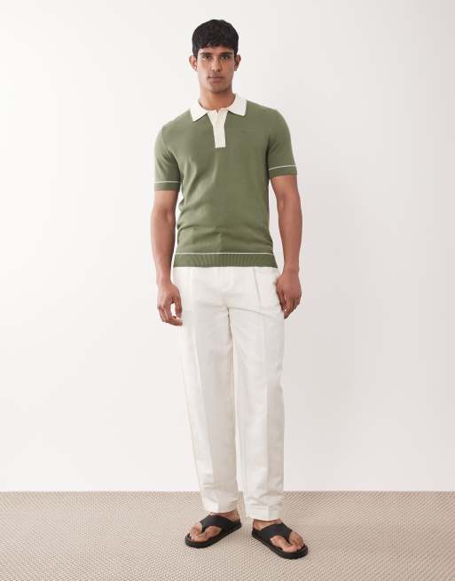 GANT contrast collar knitted polo in green, 2 of 5