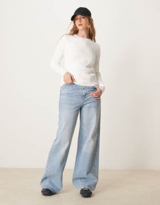 Gant Cotton Cable Knit Crew Neck Sweater With Logo In White