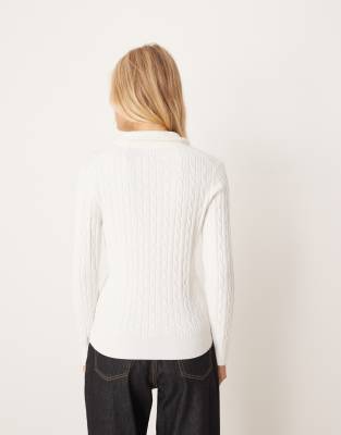 Gant Cotton Cable Knit Half-zip Sweater In White