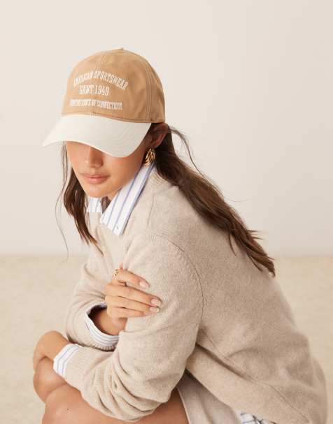 GANT cotton twill cap with logo in beige - view 1