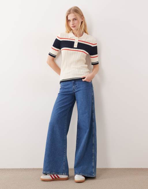 GANT - Cremehvid polotrøje med knapper og striber, 3 af 4