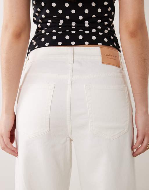 GANT cropped relaxed fit jeans in cream, 5 of 5