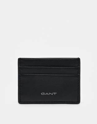 GANT – Czarne skórzane etui na karty z logo