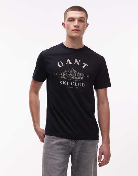 GANT – Czarny T-shirt z grafiką Ski Club na piersi - view 1