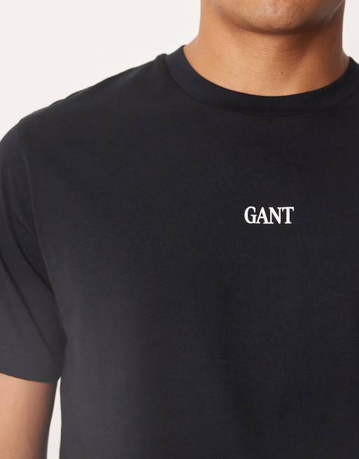 Gant – Czarny T-shirt z małym logo na środku, 5 z 5
