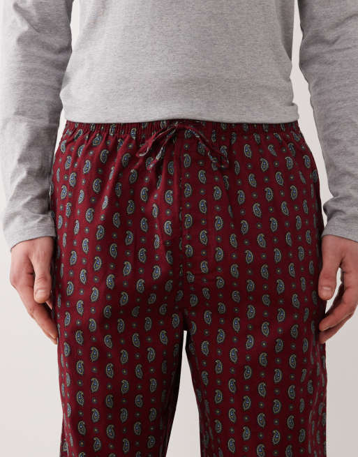 GANT – Czerwone flanelowe spodnie od piżamy we wzór paisley, 4 z 5