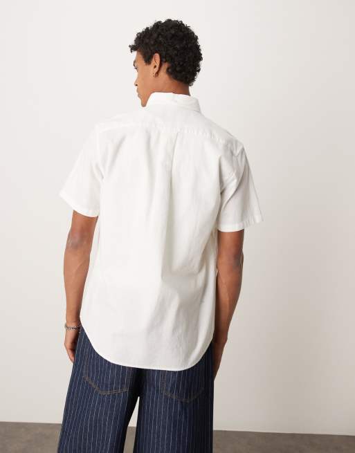 GANT Dobby regular fit short sleeve shirt in white, 4 of 4