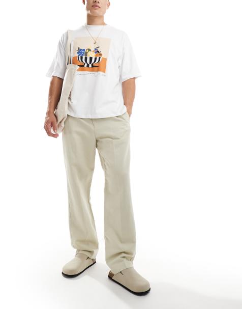 GANT drawcord cotton linen pants in beige - view 1