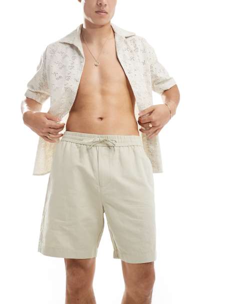 GANT drawcord cotton linen shorts in beige - view 1