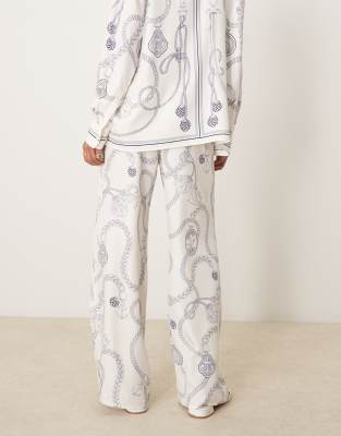 GANT DRAWSTRING WIDE LEG CHAIN PRINT PANTS 