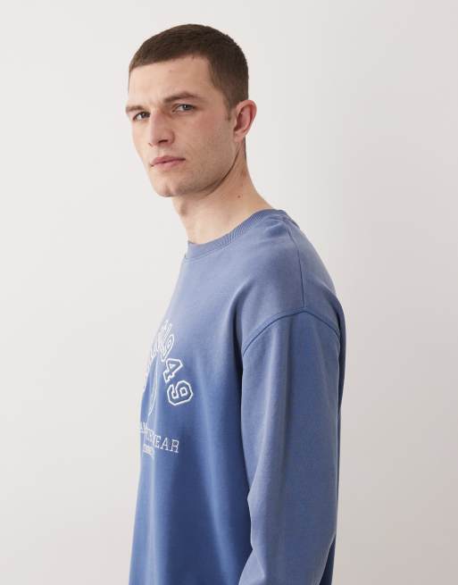 GANT - Felpa blu con logo stile college sul petto, 4 di 5