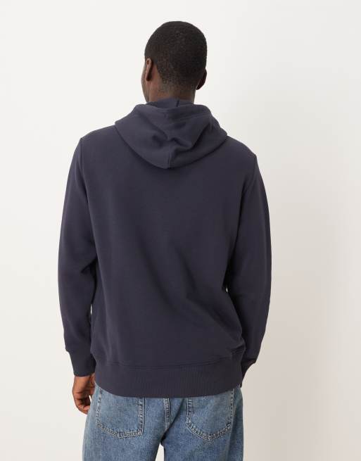 GANT - Felpa con cappuccio blu navy con logo stile college, 3 di 5